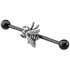 view all Black Steel Industrial Scaffold Barbell with Fly body jewellery