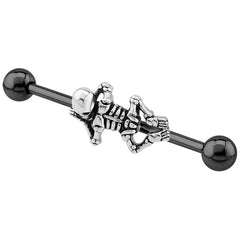 Black Steel Industrial Scaffold Barbell with Skeleton