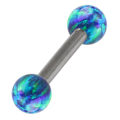 view all Steel Barbell with Synthetic Opal Ball Double Ended 1.6mm body jewellery