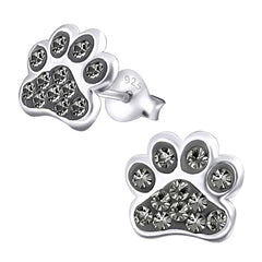 view all Sterling Silver Cute Jewelled Paw Print Ear Stud Earrings ES110 body jewellery