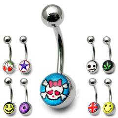 view all Steel Logo Belly Bars - Pictures body jewellery