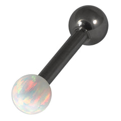view all Black Steel Barbell with Synthetic Opal Ball Single Ended 1.6mm body jewellery