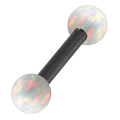 Black Steel Barbell with Synthetic Opal Ball Double Ended 1.6mm