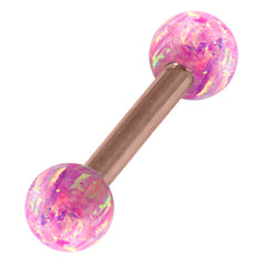 view all Rose Gold Steel Barbell with Synthetic Opal Ball Double Ended 1.6mm body jewellery