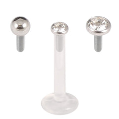 view all Multipacks - Bioflex Push-fit Labret with Mix Steel Tops Set body jewellery