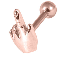 view all Rose Gold Steel Barbell with Rose Gold Steel Middle Finger 1.6mm body jewellery