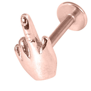 Rose Gold Steel Labret with Rose Gold Steel Middle Finger 1.6mm