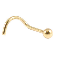 view all Zircon Titanium Nose Stud Ball (Gold colour) body jewellery