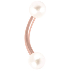 view all Rose Gold Steel Curved Bar with Acrylic Pearl Balls 1.6mm body jewellery