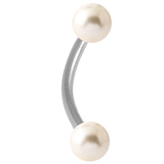 view all Steel Curved Bar with Acrylic Pearl Balls 1.6mm body jewellery