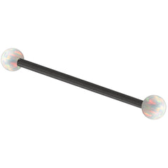 Black Steel Industrial Scaffold Barbell with Synthetic Opal Balls