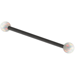 view all Black Steel Industrial Scaffold Barbell with Synthetic Opal Balls body jewellery
