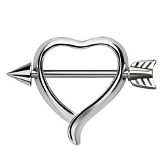 view all Heart Nipple Shield with Cupids Arrow Bar body jewellery