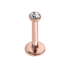 Rose Gold Steel Internally Threaded Jewelled Labrets 1.2mm