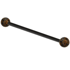 Black Steel Industrial Scaffold Barbell with Palm Wood Balls