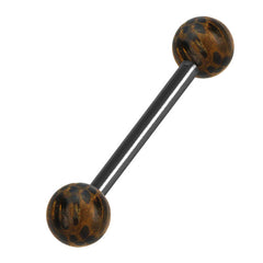 Black Steel Barbell with Palm Wood Balls