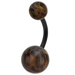 Belly Bar - Black Steel with Palm Wood Balls