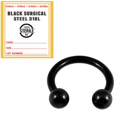 view all Sterile Black Steel Circular Barbells (CBB) (Horseshoes) body jewellery
