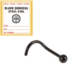 view all Sterile Black Steel Nose Studs - Ball body jewellery