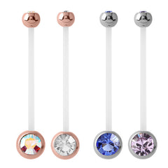 Pregnancy Bioflex and Surgical Steel Double Jewelled Belly Bars (formerly PTFE)