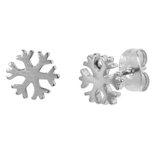 Steel Ear Stud Earrings with Snowflake