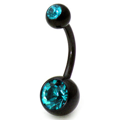 view all Black Titanium Double Jewelled Belly Bars body jewellery