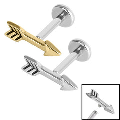 view all Titanium Internally Threaded Labrets 1.2mm - Steel Arrow body jewellery