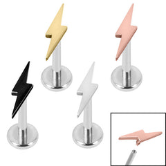 view all Titanium Internally Threaded Labrets 1.2mm - Steel Lightning Bolt body jewellery