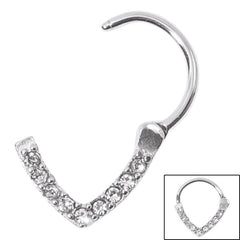 view all Steel Jewelled V-Shape Hinged Segment Ring (Clicker) body jewellery