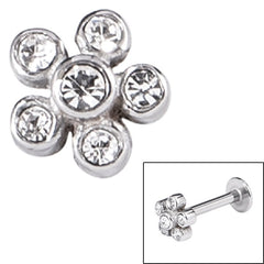 view all Steel Threaded Attachment - 1.2mm Steel Jewelled Flower body jewellery