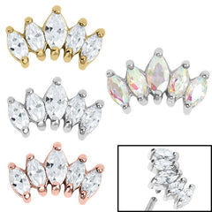 view all Steel 5 Jewel Marquise Fan for Internal Thread shafts in 1.2mm body jewellery