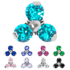 view all Titanium Claw Set CZ Jewelled Trinity for Internal Thread shafts in 1.2mm body jewellery
