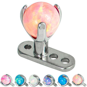 Titanium Dermal Anchor with Titanium Claw Set Opal Ball