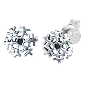 Sterling Silver Snowflake Ear Stud Earrings ES33