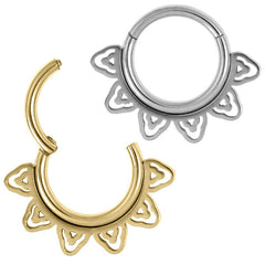 view all Steel Sunburst Hinged Clicker Ring body jewellery