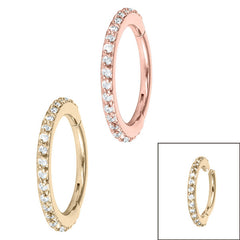 view all Steel 1.4mm Pave Set Jewelled Edge Hinged Clicker Ring body jewellery