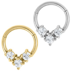 view all Steel Claw Set Jewelled Triangle Hinged Clicker Ring body jewellery