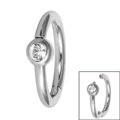 view all Steel Side Facing Bezel Set Jewel Hinged Clicker Ring body jewellery