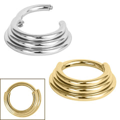view all Titanium 3 Tier Stacked Hinged Clicker Ring body jewellery
