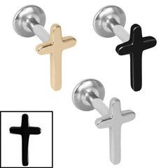view all Titanium Internally Threaded Labrets 1.2mm - Steel Cross body jewellery
