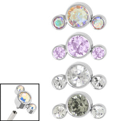 view all Titanium (Infinity) Bezel Set 3 Jewel Crescent for Internal Thread shafts in 1.2mm body jewellery