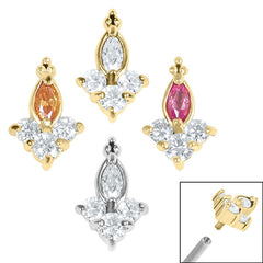 view all Steel Claw Set CZ Marquise Jewelled Asia Trinity for Internal Thread shafts in 1.2mm body jewellery