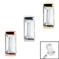 view all Steel Channel Set Baguette Cut Jewel for Internal Thread shafts in 1.2mm body jewellery