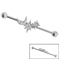view all Steel Claw Set Jewelled Starry Night Industrial Scaffold Barbell IND55 body jewellery