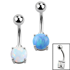 view all Belly Bar - Claw Set Synth Opal body jewellery