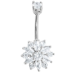 view all Belly Bar - Claw Set CZ Marquise Sunflower body jewellery