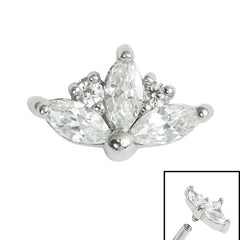 view all Steel Claw Set 3 Jewelled Marquise Sunset for Internal Thread shafts in 1.2mm body jewellery
