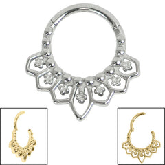 view all Steel Mandala Hinged Clicker Ring body jewellery