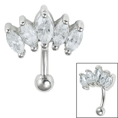 view all Steel 5 Jewel Marquise Fan Micro Curved Bar 1.2mm body jewellery