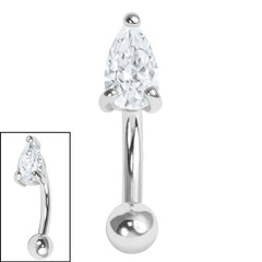 view all Steel Claw Set CZ Teardrop Micro Curved Bar 1.2mm body jewellery